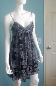 Papaya Strappy Sundress w/ tiered ruffled hem